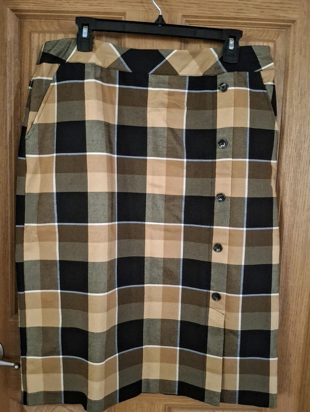 🍁 CATO Plaid FALL/Autumn MIDI              5 BUTTON FRONT Side Zip SZ. 14